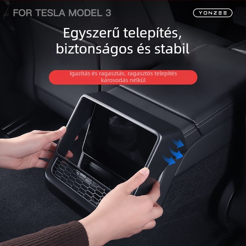 YZ ABS hátsó klímaberendezés-ventilációs védőfedél Tesla Model 3/Model Y-hoz, ragasztóval történő felszerelés