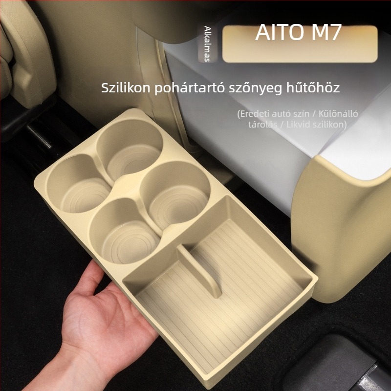 Autó központi konzolhoz szilikon pohár alátét – csúszásmentes belső kiegészítő, Wenjie M7/M8 modell, snap-on telepítés