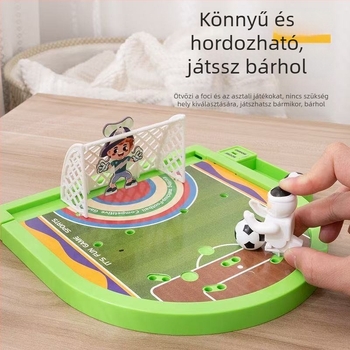Műanyag asztali foci játék gyerekeknek – két játékos, családi interaktív játék, labda kilövő funkció, 4–6 éveseknek