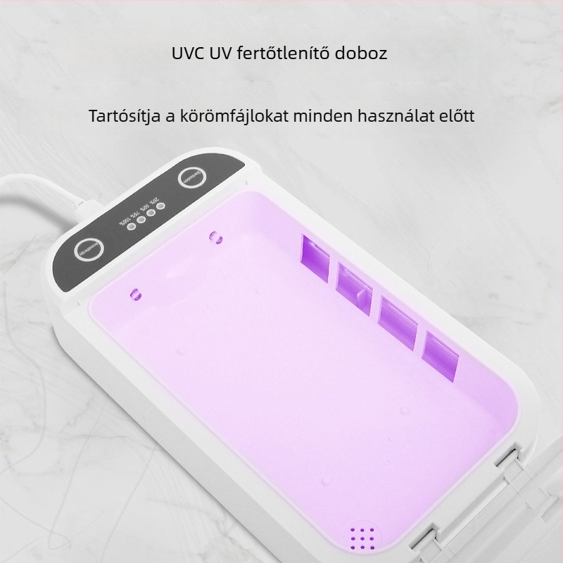 Körömfúró gép mini UV fertőtlenítő dobozzal, újratölthető, műanyag kivitel, 366 g