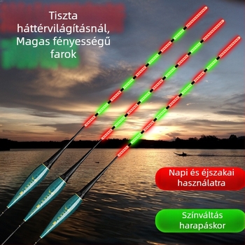 Nano anyagú éjjeli horgászúszó, nagy érzékenységű elektromos világító jelzővel, halak számára, nappal és éjjel használható