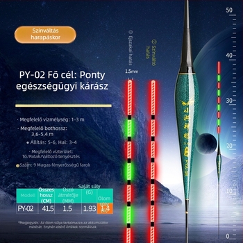 Nano anyagú éjjeli horgászúszó, nagy érzékenységű elektromos világító jelzővel, halak számára, nappal és éjjel használható