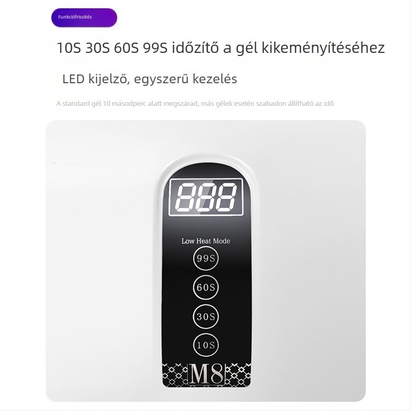 Vörös fényű kétkezes körömlámpa automata érzékelővel, gyorsan száradó gél körömlakkhoz