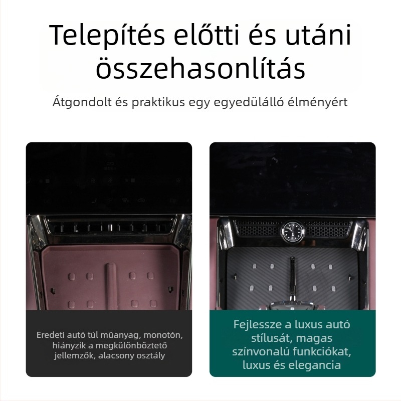 Autó belső quartz óra központi konzolhoz, ABS anyag, modell z9056, nyomtatott logó