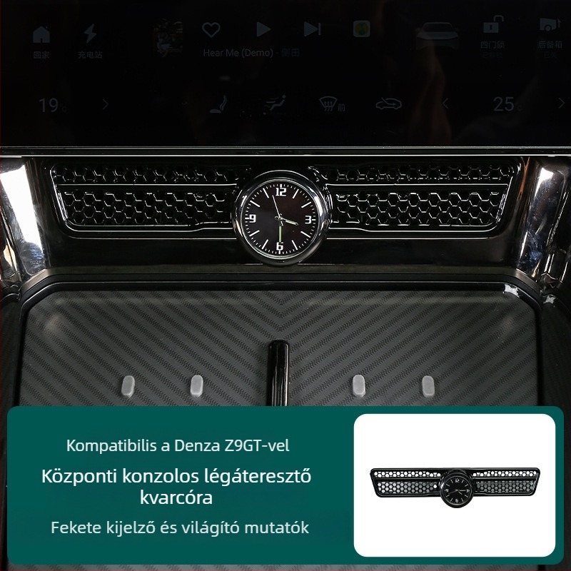 Autó belső quartz óra központi konzolhoz, ABS anyag, modell z9056, nyomtatott logó