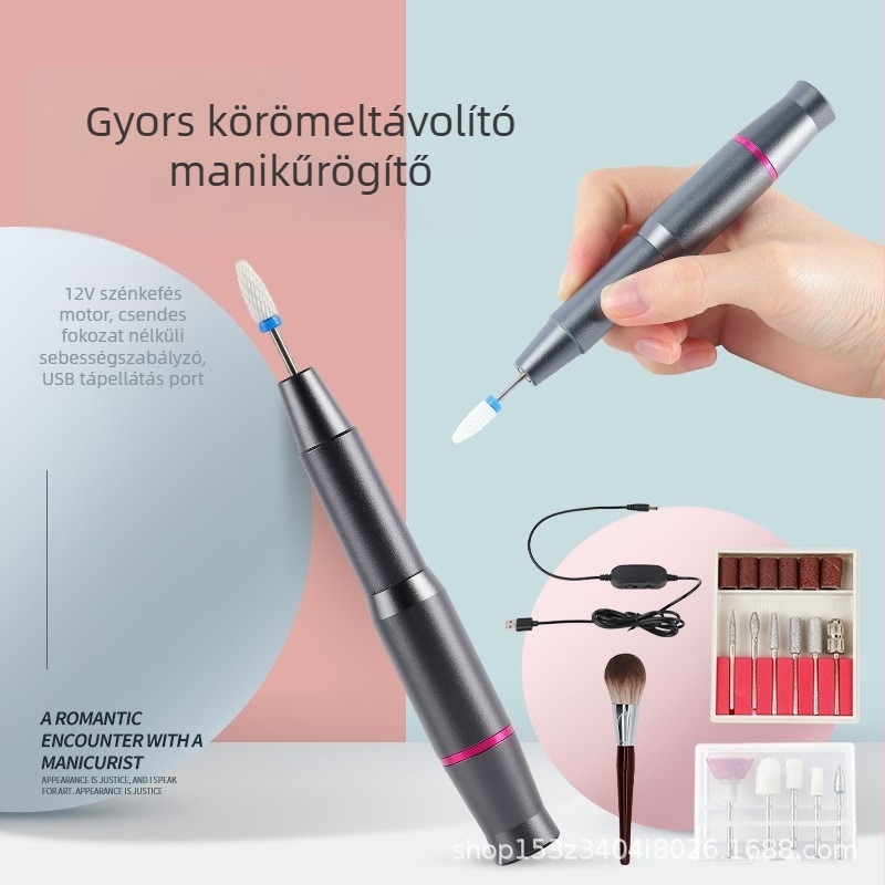 ND-02 Elektromos körömsziszoló, polírozó készlet, műanyag és rozsdamentes acél, 200 g