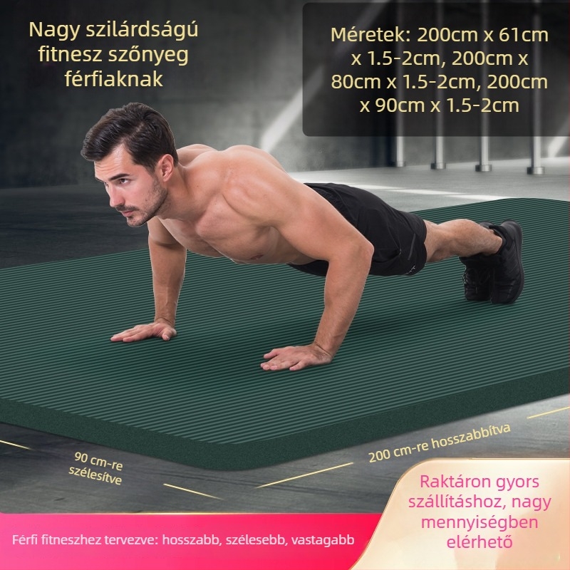 NBR jóga mat, 2 m hosszú, vastagított, csúszásmentes, edzőtermi és tánc használatra