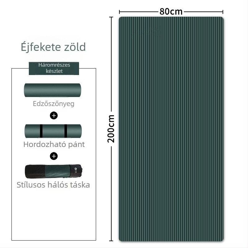 NBR jóga mat, 2 m hosszú, vastagított, csúszásmentes, edzőtermi és tánc használatra