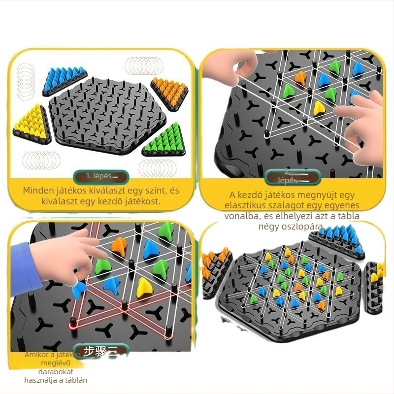 Műanyag háromszög láncos sakk-puzzle játék gyerekeknek, Shengwang márka, logikai játék a gondolkodás fejlesztéséért, 4–14 évesek.