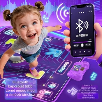 Bluetooth-zenés táncmatrac, összecsukható, világító fények, interaktív játék 4–6 éves gyerekeknek
