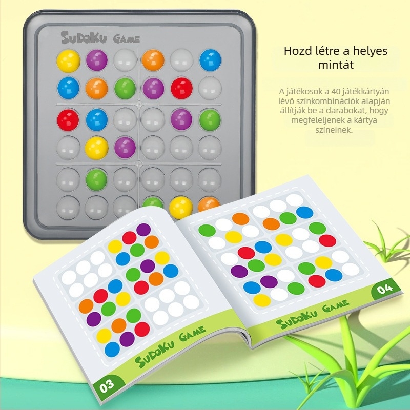 Gyerekeknek Sudoku társasjáték - interaktív oktatási gondolkodás fejlesztés, műanyag kivitel