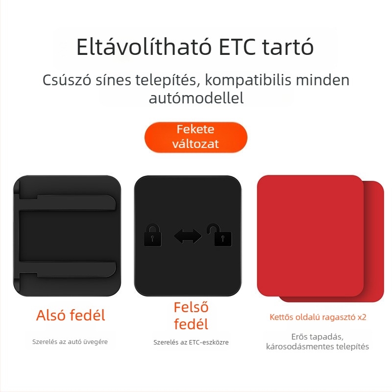 Kártya nélküli eszköz rejtett kialakítással, leválasztható csattal és kétoldalú ragasztószalaggal, műanyagból készült