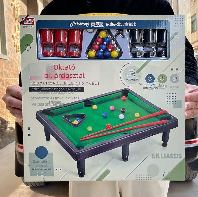Mini interaktív biliárdasztal gyerekeknek, többjátékos szülő-gyerek interakció, műanyag kivitelezés, 4–6 éveseknek, otthoni használat