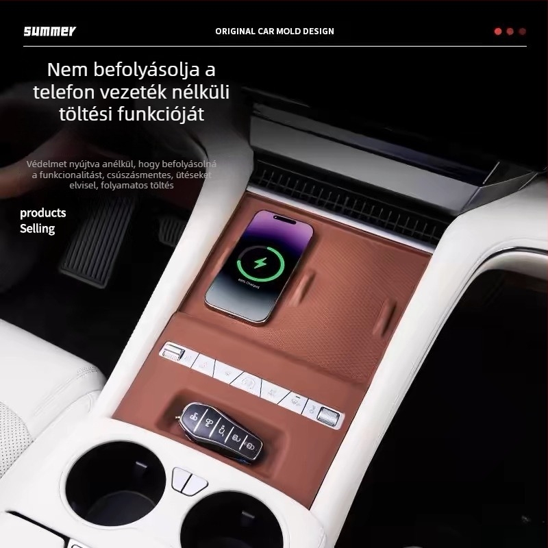BYD központi konzol szilikon párna vezeték nélküli töltéssel — autó belső védő kiegészítő