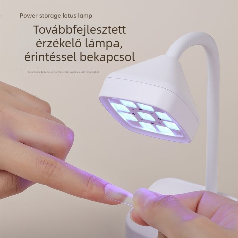 Asztali újratölthető körömlámpa, lótusz dizájn, intelligens érzékelő, fototerápia, gyors száradás, nem sötétíti a körmöket – manikűr szalonok számára