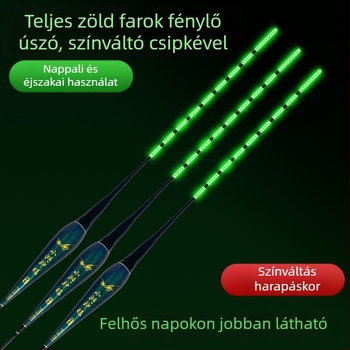 Elektronikus függőleges sodrású úszó harapásjelzővel, nappali–éjszakai kettős használat, nagy felhajtóerő pontyok és nagytestű halak számára