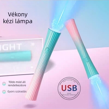 Újratölthető kézi körömlámpa vékony testtel, egyenes vonalú fényterápiás lámpa, gyors száradás