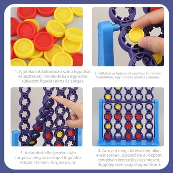 Huameile 3D forgó Connect Four asztali játék – Szülő-gyermek interaktív oktatójáték, műanyag, 4–6 évesek, Eredet: Chenghai, Kína