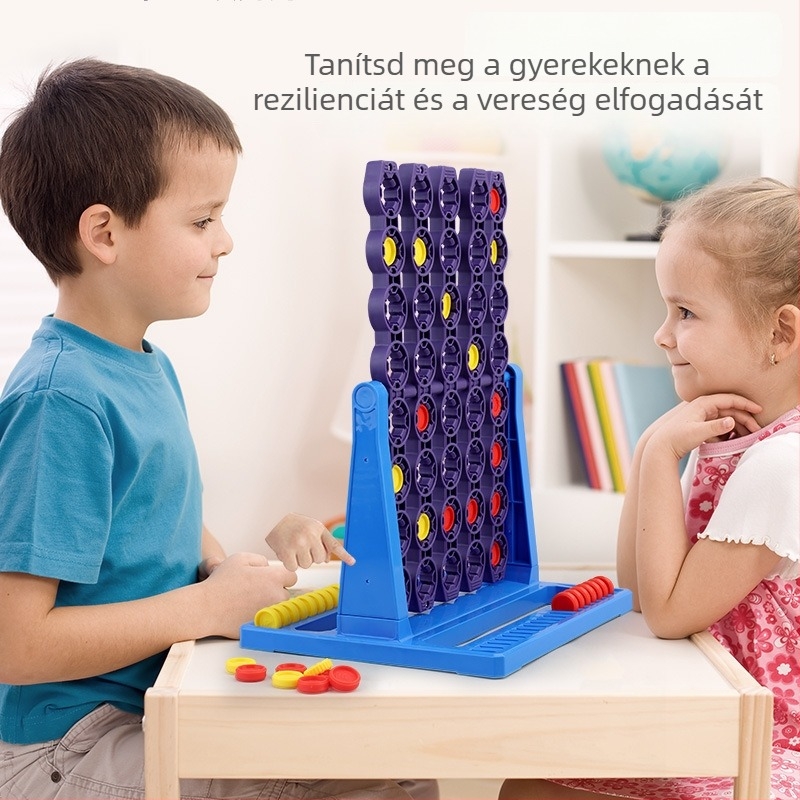 Huameile 3D forgó Connect Four asztali játék – Szülő-gyermek interaktív oktatójáték, műanyag, 4–6 évesek, Eredet: Chenghai, Kína