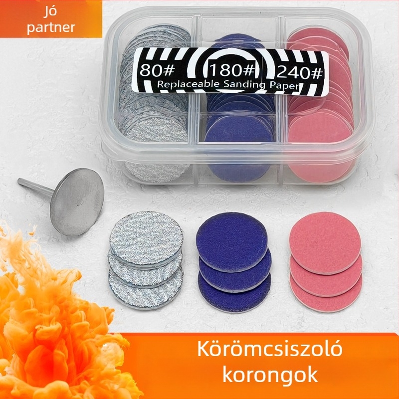 Köröm csiszoló korongok készlet, 60 darab, 25 mm átmérő, halott bőr eltávolítására