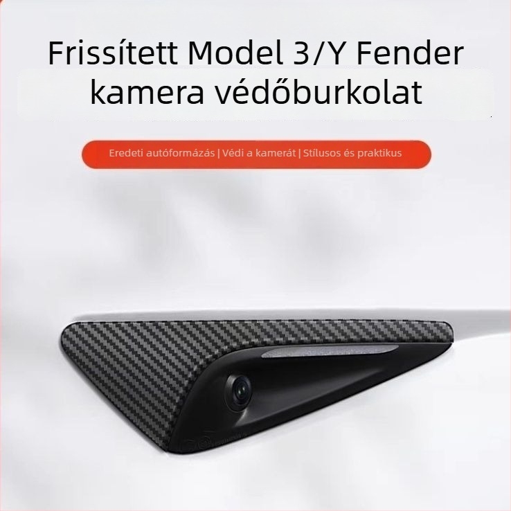Tesla Model 3/Y ABS oldalsó kamera védő dekoratív alkatrész, univerzális, öntapadós szerelés