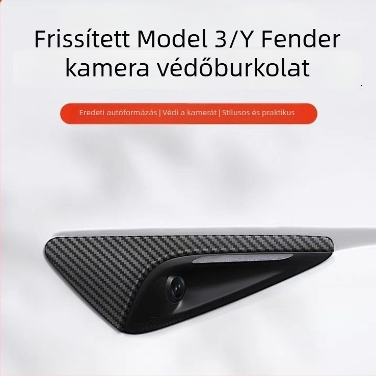 Tesla Model 3/Y ABS oldalsó kamera védő dekoratív alkatrész, univerzális, öntapadós szerelés