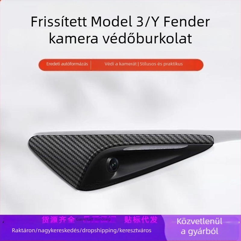 Tesla Model 3/Y ABS oldalsó kamera védő dekoratív alkatrész, univerzális, öntapadós szerelés