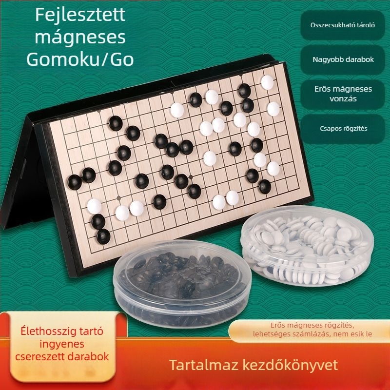Go társasjáték, műanyag kivitel, 14+ játékhoz, készségfejlesztés