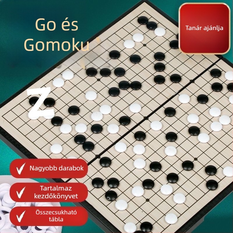 Go társasjáték, műanyag kivitel, 14+ játékhoz, készségfejlesztés