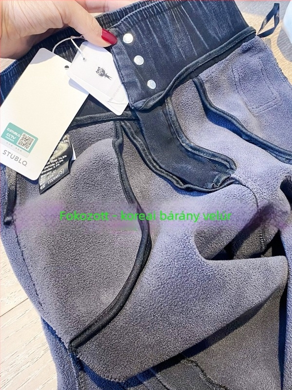 Női farmer magas derékkal, fleece belsővel, vastag, bootcut szabás, anyag: 70–80% viszkóz, 20–30% nylon