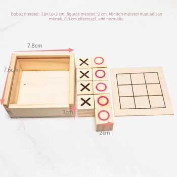 Fa alapú, kétjátékos asztali játék készlet logóval: Ludo és Tic-Tac-Toe
