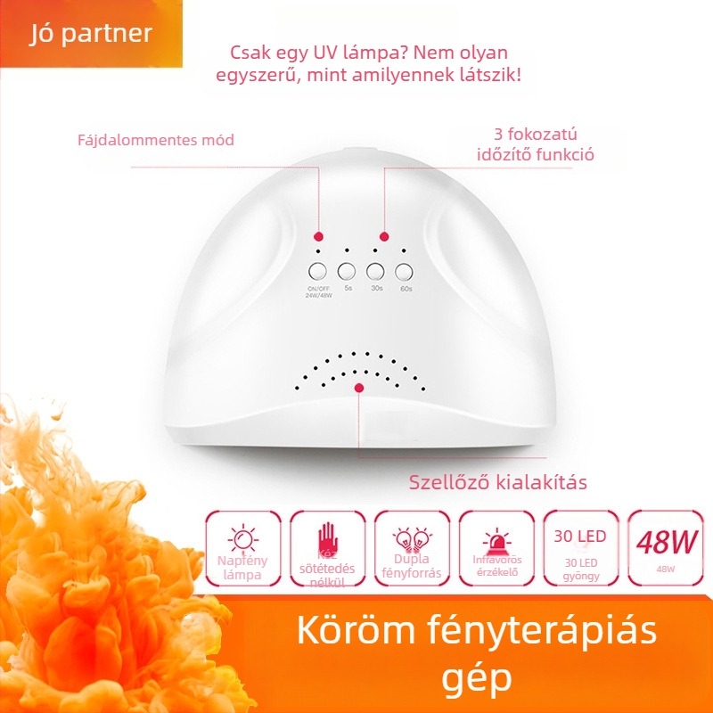 48W LED körömlámpa automata érzékelővel, kéz és láb számára – géllakk szárító