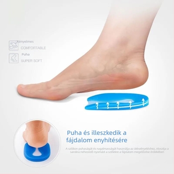 PU sarokpad U-alakú kivitelben, magasságot növelő talpbetét, átlátszó, láthatatlan ütéscsillapító sarok