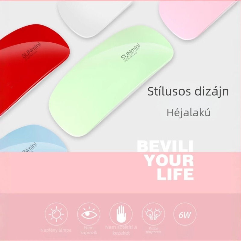 Egér alakú LED körömlámpa, kompakt és hordozható a gel-lakk gyors szárításához