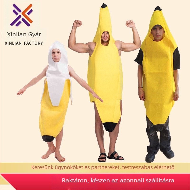 Banán témájú uniszex egydarab jelmez cosplayhez, poliészter anyag, 90–95% poliészter, 2024 tavaszi listázás, 18–24 éveseknek