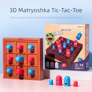 Iskolázó interaktív társasjáték – Sakk és Tic-Tac-Toe, műanyag játékok 4–6 éves gyermekeknek
