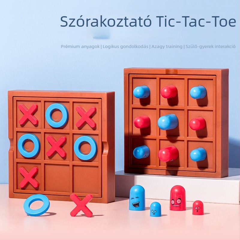 Iskolázó interaktív társasjáték – Sakk és Tic-Tac-Toe, műanyag játékok 4–6 éves gyermekeknek