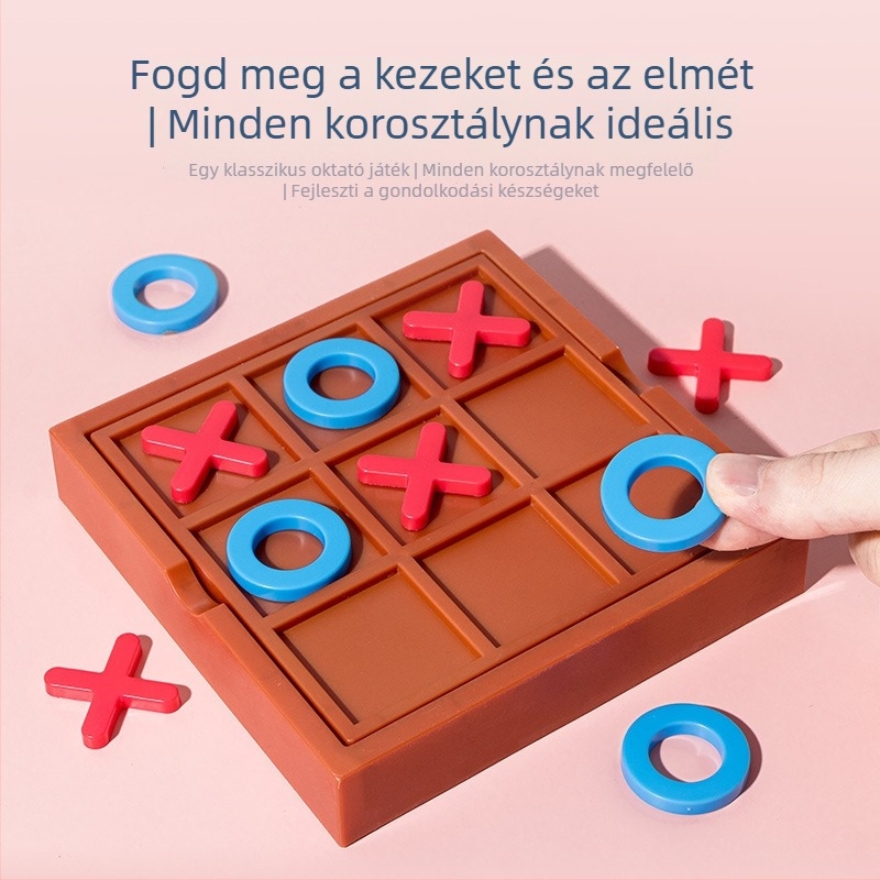 Iskolázó interaktív társasjáték – Sakk és Tic-Tac-Toe, műanyag játékok 4–6 éves gyermekeknek