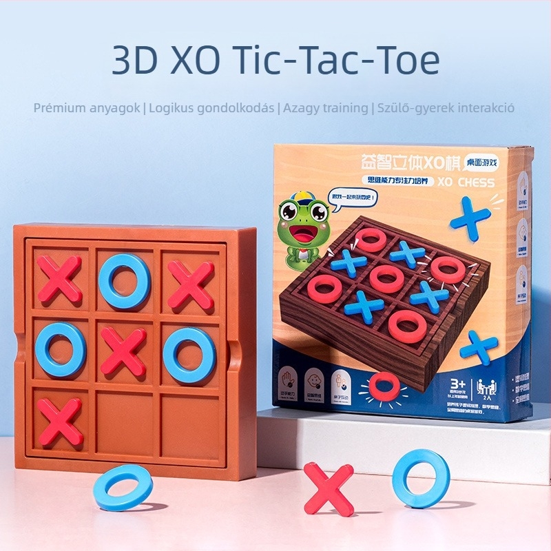 Iskolázó interaktív társasjáték – Sakk és Tic-Tac-Toe, műanyag játékok 4–6 éves gyermekeknek
