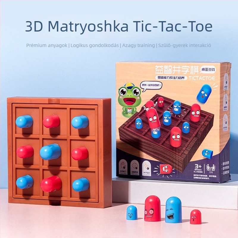 Iskolázó interaktív társasjáték – Sakk és Tic-Tac-Toe, műanyag játékok 4–6 éves gyermekeknek
