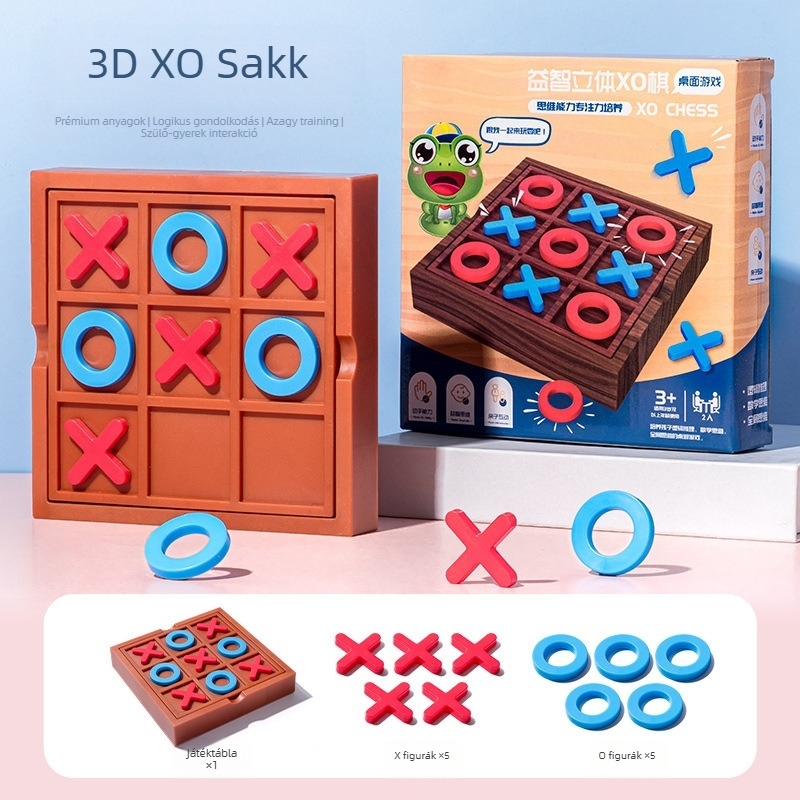 Iskolázó interaktív társasjáték – Sakk és Tic-Tac-Toe, műanyag játékok 4–6 éves gyermekeknek