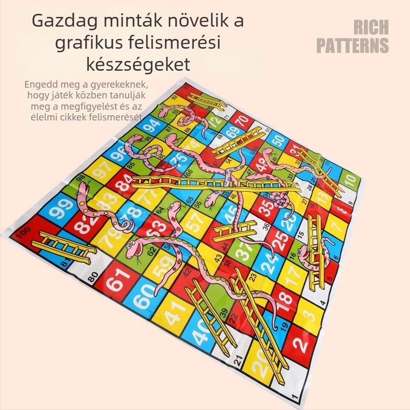 Snakes and Ladders – nagy méretű családi társasjáték gyerekeknek, műanyagból, interaktív, családi játék, fejleszti a kéz- és gondolkodási készségeket, otthoni használatra, 7–14 éves