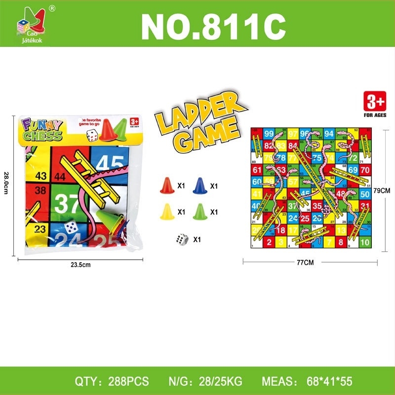Snakes and Ladders – nagy méretű családi társasjáték gyerekeknek, műanyagból, interaktív, családi játék, fejleszti a kéz- és gondolkodási készségeket, otthoni használatra, 7–14 éves