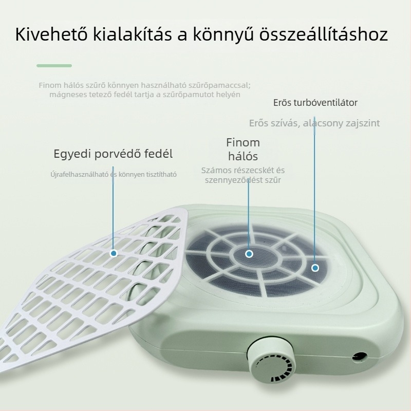 Manikűr vákuum készülék erős beszívással, csendes működés, porszűrő, műanyag ház, 500 ml kapacitás