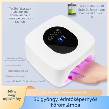 Tölthető körömlámpa vezeték nélküli töltéssel, gél-lak szárítására szalonban, 30 LED-dióda