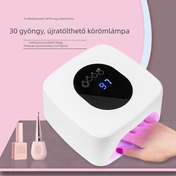 Tölthető körömlámpa vezeték nélküli töltéssel, gél-lak szárítására szalonban, 30 LED-dióda