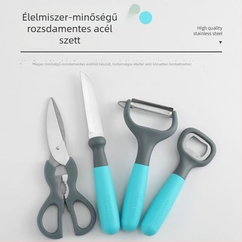 Guobao 6-darabos konyhai eszköz készlet: gyümölcs kés, olló és 3 az 1-ben üvegnyitó – műanyag és rozsdamentes acél