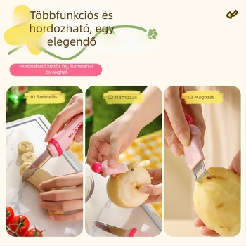 Kétfejű rozsdamentes acél hámozó gyümölcsök és zöldségekhez, vastított kivitel, élelmiszer-minőségű, testreszabható