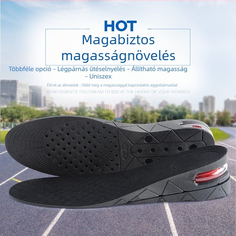 Belső magasságot növelő talpbetét, ütéscsillapító, láthatatlan léggömbös párna, teljes hosszúságú talpbetét, 3/5/7 cm, uniszex