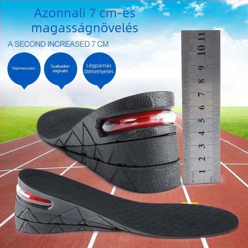 Belső magasságot növelő talpbetét, ütéscsillapító, láthatatlan léggömbös párna, teljes hosszúságú talpbetét, 3/5/7 cm, uniszex
